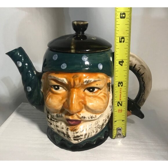 Pirate Teapot Vintage Shafford Hand Painted Ceramic Collectible Toby Style 5.75" - Picture 8 of 8